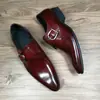 Zapatos Aofu 3756 Nuevos Zapatos de Vestir Puntiagudos para Hombre Zapatos con Hebilla Versión Europea Hebilla Metálica Zapatos de Hombre Hombre