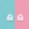 Collar de fantasma blanco y negro, regalo de Halloween, joyería, colgante personalizado para novia, pareja, regalo escolar de dos piezas para estudiantes