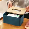 Caja de pañuelos de estilo nórdico simple, caja de papel con tapa de madera, caja de almacenamiento con control remoto para sala de estar, caja de papel creativa para restaurante, venta al por mayor