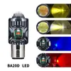 Faro Modificado para Motocicleta P15D Ba20D 8-80V Lente Blanco y Amarillo Foco Luz Larga y Corta Integrada Rojo y Azul H4
