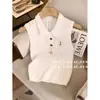 Diseño de Patrón de Color Contrastante Cuello Polo de Solapa Tejido Nuevo Estilo Primavera y Verano 2026 Chaleco sin Mangas de Corte Ajustado para Mujer