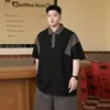 Marca da Moda Roupas Masculinas Plus Size Verão Novo Estilo Camisa Polo Patchwork de Manga Curta para Homens, Extra Grande e Solta Casual de Meia-Manga