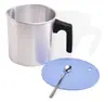 1.2 litros 2 libras olla para verter para hacer velas posavasos morado cuchara para mezclar mango resistente al calor juego de olla para derretir cera