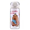 Capivara Copo Plástico Portátil Fofo Copo de Água Infantil Portátil Grande Capacidade Copo com Tubo de Sucção Tampa de Copo que Salta Copo de Água