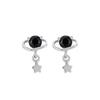 Brincos de planeta cósmico de prata esterlina S925, joias elegantes de nicho simples, brincos de estrela pequena, brincos femininos da moda