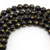 14mm vidro preto gravado vida Paz Contas redondas contas soltas de carro de paz acessórios para pendurar