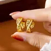 Pendientes de Oro de Arena Vietnamita de Gran Venta, Pendientes Geométricos de Hebilla con Circonita de Moda para Mujer, Diseño Transfronterizo, Joyería Duradera