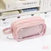 Estojo Transparente Grande Capacidade Multi-Camadas Removível, Bolsa de Papelaria Multifuncional e Estilosa para Alunos do Ensino Fundamental e Médio, Atacado