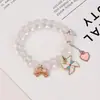 Pulsera de Cristal con Perlas de Canela para Mujer, Estilo Coreano Fresca y Linda, Doble Capa, Pulsera Sencilla Estilo Bosque para Mejor Amiga Estudiante