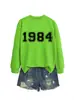 Amazon eBay sitio independiente casual simple cómodo mujer 1984 digital otoño e invierno nuevo cuello redondo manga larga sudadera