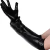 Guantes de charol sexys, largos, para cosplay, accesorios, guantes negros ajustados, guantes de actuación para pole dance.