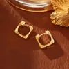 Brincos de Argola Geométricos Quadrados Estilo Minimalista, Banhados a Cobre com Ouro Real, Brincos de Moda de Luxo para Mulheres, Brincos Estilo Metal Frio Pesado