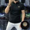 Camisa polo de manga corta para hombre, seda helada, con cuentas de algodón, cuello de solapa, manga media, nueva de verano, para hombre, combinable, corte ajustado, moda para jóvenes y personas de mediana edad