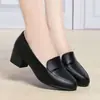 Sapatos femininos para meia-idade e idosos, nova coleção outono 2026, couro macio, sola macia, salto grosso, sapatilhas confortáveis, sapatos casuais de couro versáteis para mulheres