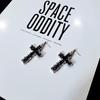 Pendientes de Hojalata Líquida Negra con Cruz Estilo Minimalista Europeo y Americano Tachuelas Clips para Orejas Pendientes Únicos de Hip-Hop para Mujeres de Moda