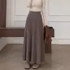 Falda midi plisada de punto de cintura alta para mujer, nuevo estilo otoño e invierno, ajustada, suave, falda recta de longitud media