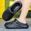 Zuecos de moda con diseño hueco y suela gruesa, zapatos antideslizantes para playa al aire libre, sandalias de verano para hombre de doble uso con punta cerrada para ir al trabajo