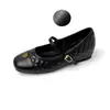 Sapatos Mary Jane de Couro Genuíno com Salto Escondido de 5cm Estilo Chanel em Pele de Ovelha para Mulheres 2026 Novos Sapatos Rasteirinha com Padrão de Diamante