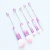 Kit de 5 Pincéis de Maquiagem DIY com Cabo de Metal e Contas para Blush, Pó Solto, Sombra Chanfrada, Sobrancelha - Ferramentas de Beleza