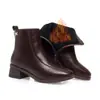 Botines para dropshipping, cálidos y versátiles para otoño e invierno, con tacones gruesos, forro de felpa, suelas suaves y un diseño cómodo adecuado para madres, así como zapatos de cuero para mujeres de mediana edad