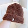 Sombrero de Lana de Ciervo Dulce Japonés para Niños, Sombrero de Punto Grueso y Cálido de Otoño e Invierno, Sombrero de Vuelta Rayado de Forro Polar Teddy