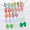 Cuentas de Vidrio Checo con Detalles Dorados, Cuentas de Vidrio con Diseño de Hoja, Pulsera y Collar Hechos a Mano para DIY, Cuentas Sueltas, Accesorios para Joyería