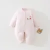 Mameluco acolchado para recién nacido, mameluco de retazos de dibujos animados para otoño e invierno, traje cálido para gateo de bebé, ropa para lactantes, en stock y disponible para comprar
