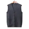 Colete Cardigan de Lã Outono e Inverno para Homens de Meia-Idade e Idosos, Suéter Tricotado Engrossado de Costas Abertas, Colete de Lã Masculino
