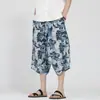 Pantalones de playa ligeros para hombre, pantalones estilo linterna, pantalones cropped estilo étnico, tiro bajo, pierna ancha, nuevo estilo chino de verano, talla grande