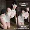 Estilo boate, sexy, lingerie cheongsam clássica, renda, design vazado, quente, com amarrações, estilo uniforme, sedutor, não requer remoção, conjunto qqny
