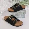 Sandálias Birkenstock Planas Fashion Retrô com Fivela de Metal para Mulheres 2026 Primavera Nova Chinelos Antiderrapantes de Dedo Aberto com Tira Única para Mulheres