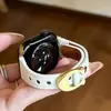 Hebilla en forma de U Correa de Cuero Genuino para Cintura Delgada Adecuada para Apple Watch iWatch 12ª Generación 11/10