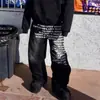 Comercio Exterior AliExpress Y2K Retro Americano Hip Hop Calle Lavado Estampado de Letras Jeans Hombre Transfronterizo Rusia