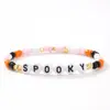 Moda Estilo Ins Pulsera de Cuentas Multicapa Set Pulsera de Cuentas Coloridas Letra Corazón Espeluznante de Halloween para Mujeres