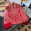 Abrigo de Calidad Garantizada, Rejuvenecedor, Nuevo Estilo Chino, Clásico Oriental de Satén Jacquard con Borde Enrollado, Manga Larga, Talla Grande para Mujeres de Mediana Edad