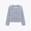 2025 Nueva Ropa de Otoño para Mujer Estilo Europeo y Americano Moda Cuello Redondo Cremallera Suave Chaqueta de Aroma Ligero