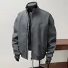 Nueva Chaqueta de Piloto Coach para Hombre de Otoño con Pliegues, Triple Protección, Cuello Alto, Tallas Grandes, Color Sólido, Abrigo Versátil