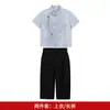 Nuevo Traje Hanfu Tang de Estilo Chino para Niños Verano Delgado Estilo Nacional Infantil Camisa Bordada de Cuello Alto Conjunto Atuendo de Presentación para Anfitrión