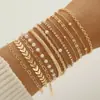 Europa y Estados Unidos popular transfronterizo pie nuevo tobillera femenina cadena de metal multicapa traje de vacaciones en la playa joyería de tobillera