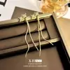 Brincos de Estrela de Oito Pontas com Franja Longa Estilo Coreano Simples Nicho Design Dupla Face Brincos Versáteis Exquisitos