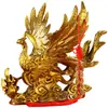 Figura de Fénix de Latón Rey de los Pájaros Fénix de Bronce Pájaro Bermellón Adorno Mascota Decoración del Hogar Artesanía Escultura de Bronce
