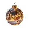 Nuevo Colgante de Bola de Cristal Transparente Acrílico de Navidad Reno Trineo Escena de Nieve Escena Interior Adorno de Árbol de Navidad