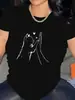 Camiseta con Estampado de Corazón con Forma de Pata de Gato, Cómoda y Linda, Camiseta de Manga Corta, Camiseta para Mujer, Prenda Superior, Camiseta, Estilo Regular Europeo y Americano