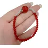 Pulseira Redonda de Ágata Vermelha Estilo Étnico Vintage Simples Exquisita Feminina Personalizada Versátil Toque de Luxo Clássica Criativa