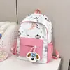 Mochila de alta apariencia estilo coreano con estampado de cachorro lindo para estudiantes de secundaria y preparatoria, fresca y elegante con colores contrastantes, mochila escolar estilo universitario para estudiantes