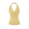25078-Top Sexy Ajustado Sin Mangas Estilo Europeo y Americano para Mujer 2025 Nuevo Sexy Tirante Cruzado Halter