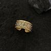 Anillo de circonita dorada antigua de estilo industrial pesado y desgastado retro para mujer, apertura ajustable, nicho, personalidad de alta gama, combina con todo, nuevo producto