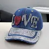 Gorra de Béisbol de Verano para Mujer Estilo Coreano con Pedrería, Gorra de Mezclilla para Exteriores con Letras, Sombrero para el Sol con Protección Solar