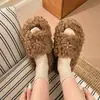 Pantuflas de felpa de moda para mujer, de celebridad de internet, se pueden usar afuera, antideslizantes, suela suave, cómodas, fáciles de poner sin cordones, para el hogar y interiores, pantuflas peludas