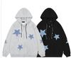 Suéter com Zíper Frontal Estampado de Estrelas 2023 Novo Harajuku Top com Zíper Jaqueta Suéter